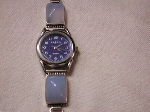 SAJEN  925 STERLING SILVER Blue Face Blue stone bracelet watch - Picture 1 of 9