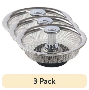 Stainless Steel Mesh Sink Strainer with Rubber Stopper Silver - Picture 1 of 10