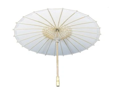 ASIA ART FACTORY Sonnenschirm 312, Papierschirm Dekoschirm weiss Bambus Holz Bali Schirm Bemalen