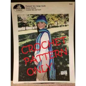 New Plymouth Yarn P402 Encore Chunky Crochet Hat and Scarf Crocheting Pattern - Picture 1 of 3