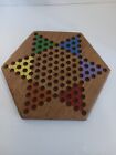 HANDMADE VINTAGE WOOD 1950s CHINESE CHECKERS BOARD SOLID WOOD 10" GOOD CRAFTSMAN