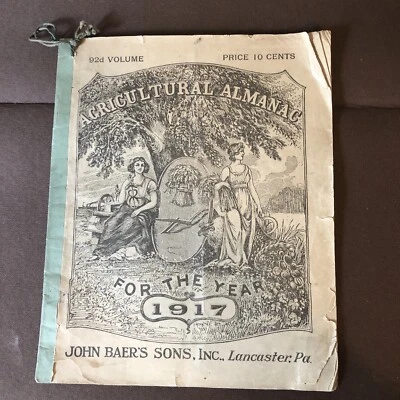 Agriculture Almanac John Barr's Sons 1917 92nd Volume  - Image 1 of 3