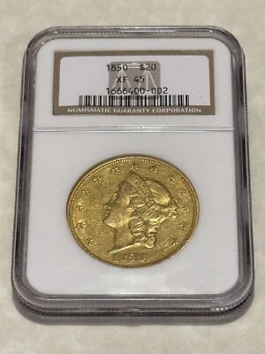 1850 XF45 NGC Double Eagle $20 Gold Coin very nice appeal lustrous (no PCGS) - Image 1 of 2