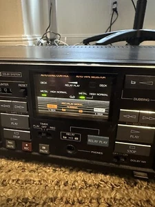 Vintage Sansui Stereo Double Cassette Deck D-75BW For Parts or Repair Powers On - Picture 1 of 5