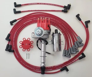 CHEVY 327 350 SMALL HEI DISTRIBUTOR + 8.5mm WIRES UNDER EXHAUST + Chrome Coil - Picture 1 of 6