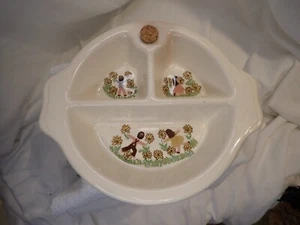 Vintage Divided Warming Baby Feeding Dish Ceramic Excello With cork plug - Picture 1 of 5