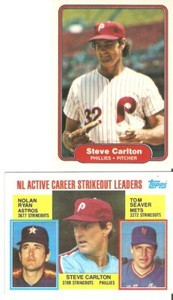 2 CardLot 1982Donruss #243SteveCarlton &1984 ToppsBaseball #707StrikeoutLeaders