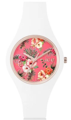 Ice-Watch ICE FL.LUN.U.S.15 flower Lunacy MEDIUM Damenuhr neu Silikon weiß M19 - Bild 1 von 2
