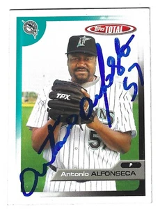 ANTONIO ALFONSECA MIAMI MARLINS SIGNED CARD CUBS PHILLIES ATLANTA BRAVES RANGERS - Picture 1 of 1