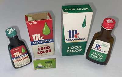 2 LOT Vintage EMPTY McCormick Green Food Color w/ Boxes Prop - Image 1 of 4