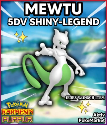 Mewtu ✨ SHINY 5DV ✨ Pokemon Karmesin und Purpur Lvl 100 Battle Ready + VGC - Bild 1 von 4