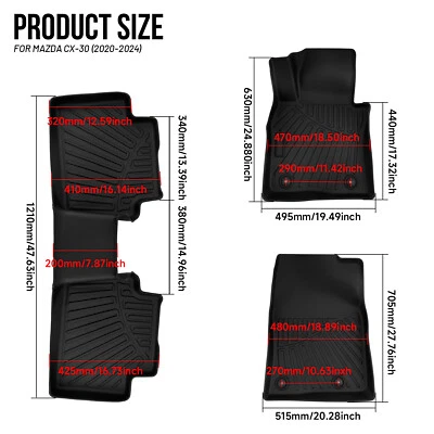 Front Rear Floor Mats TPE Liners For 2020 2021 2022 2023-2025 Mazda CX-30 Sedan - Image 1 of 4