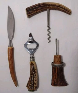 Antler Handle Barware Set Tools Anton Wingen Jr. Othello W. Germany Lot Of 4 - Picture 1 of 7