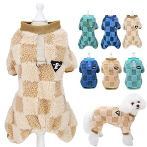 Dog Jumpsuit Clothes Warm Fleece Pet Puppy Pajamas Winter Coat Sweater Jumper - Picture 1 of 21