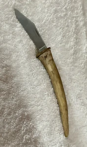 Handmade Curved Blade Knife With Stag Handle, parker blade, 7 1/2 inch - Picture 1 of 5