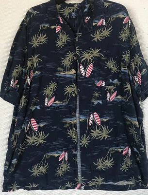 George Hawaiian  SS Shirt 2XL Patriotic  Palm Tree Stars Stripe Surf Boards - Image 1 of 4