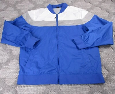 Oakley Jacket Mens XL Blue/White/Gray Full Zip Windbreaker Lined Warm Up - Image 1 of 4