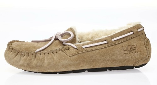 Scarpe mocassino UGG Australia Dakota donna tabacco pelle di pecora pizzo taglia 6