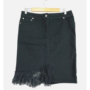 Vintage Y2K Valentino Skirt Size L  Black Denim Lace Grunge Goth Punk Whimsy - Bild 1 von 12