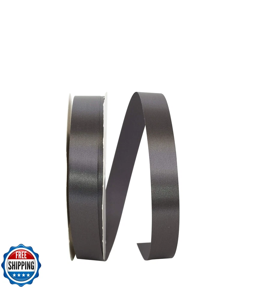 Reliant Ribbon Single Face Satin Allure Sfs Ribbon, 7/8 Inch X 100 Yards, Gun - Image 1 of 1