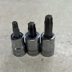 Snap-On Torx Bit Sockets lot of 3- 3/8 drive- FTX30e, FTX45a, FTX45e T30 & T45 - Picture 1 of 3
