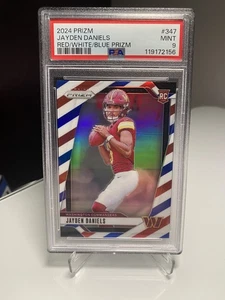 2024 Prizm JAYDEN DANIELS Red/Whie/Blue Prizm #347 RC Washington Commanders PSA - Picture 1 of 2