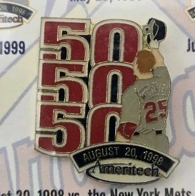 Mark McGwire 1998 50th Home Run Commemorative Pin STL Cardinals SGA 4/28/99 VTG - Image 1 of 4