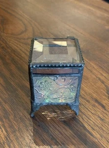J. Devlin Glass Box Vtg Jewelry Casket Keepsake Beveled Iridescent Color Glass - Picture 1 of 18