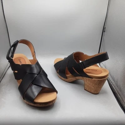 Cobb Hill Sandals Alleah Sling Women's 7.5M Black Leather A108 - Image 1 of 4