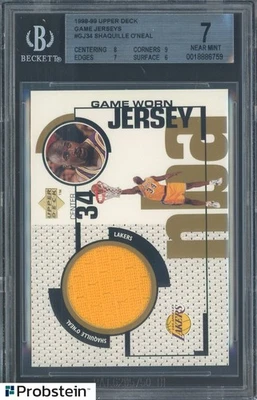 Camiseta deportiva de juego de cubierta superior 1998-99 #GJ34 Shaquille O'Neal HOF GU BGS 7 casi nueva Foto 1 de 2