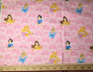 Disney Princess Hearts Belle Aurora Flannel Craft Sewing Fabric 23" New 2009 - Picture 1 of 3