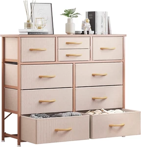 10-Drawer Dresser, Fabric Storage Dressers Drawers for 10 Drawer/Rose Gold - Picture 1 of 8