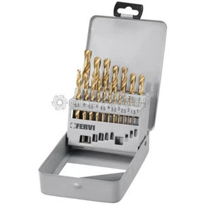 JUEGO DE BROCAS MANGO CILINDRICO AUTOCENTRANTES HSS TIN 1 - 10 MM FERVI P061 - Picture 1 of 1