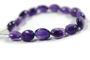 AAA++ Natural Purple Amethyst Smooth Oval Shape Gemstone 6" Loose Beads Supply - Picture 1 of 4