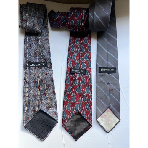 Pacchetto di 3 cravatte Christian Dior Bugatti in seta fascio cravatte eleganti firmate