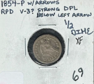 1854-P SITZENDE FREIHEIT SILBER HALBER GROSCHEN MIT PFEILEN ~ VZ DPL RPD ~ SCHÖNE MÜNZE ~ - Bild 1 von 2