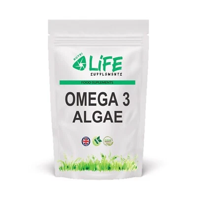 NUTRI LIFE SUPPLEMENTS Omega 3 Vegan 500mg Capsules Algae Supplement Plant Based Natural Clean EPA DHA