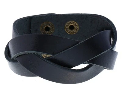 MEN/ Women Vintage Twist Genuine Leather Wristband/ Leather Bracelet 7"-8" - Image 1 of 4