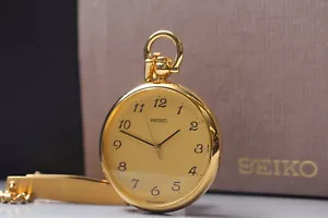 in Box Vintage 1993 Near MINT Seiko Pocket Watch 7N01-0020 Gold JDM From JAPAN - Picture 1 of 12