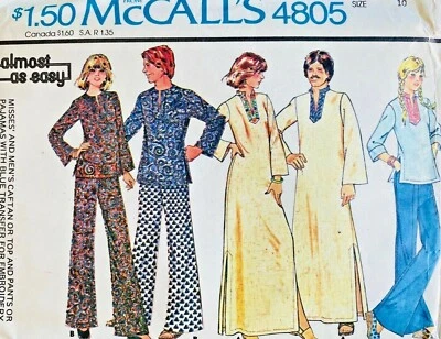 PANTALONES CAFTÁN MCCALLS 4805 AÑOS 70 TALLA 10 TRANSFERENCIA *SIN CORTAR/FF Foto 1 de 3