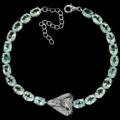 Pulsera de plata topacio gemas naturales genuinas de ley sólida de 7 1/2 a 9 1/2 pulgadas Foto 1 de 4