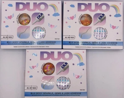 3PK Duo 3 In 1 Body Sparkle Gems & Lash Adhesive SET ~ #36759 ~ FAST SHIPPING - Image 1 of 3