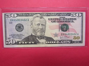 SERIES "2004" GRANT $50.00 NOTE !!! CUT OFF CENTER !!! ERROR - Picture 1 of 4