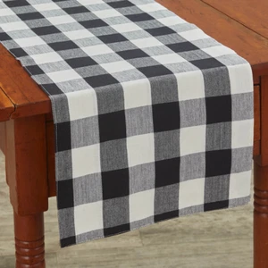Park Designs WICKLOW 13"x 54" Backed Table Runner Black, Candlelight White Check - Picture 1 of 1