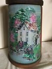 Older Hand Painted Signed Wooden Decorative Butter Churn - Country Deer Lake