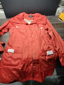 Dennis Basso Corral Orange Trench Zip Rain Coat Champagne Gold Zebra Size Small - Picture 1 of 13