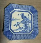 Vintage 9.75" Japanese Porcelain Arita Ware Octagonal Blue White Landscape Plate