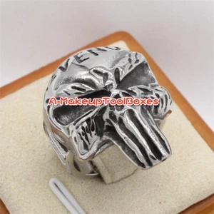 Men's Gothic Stainless Steel Punisher Revenge Skull Finger Ring Size 7-12# J282 - Picture 1 of 5