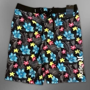 Hurley Board Shorts Lightweight Quick-Drying Fabric Floral Multicolor Kids NWT - Picture 1 of 4