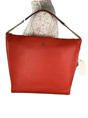 Сумка Tory Burch Carter Slouchy Hobo цвет мак красный шагреневая кожа - Изображение 1 из 4